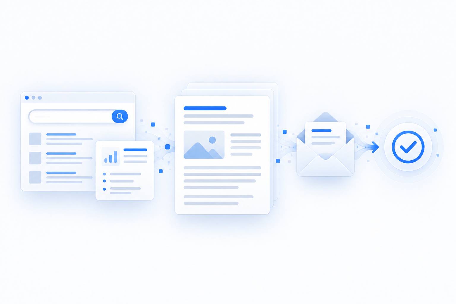 A Google search leading to a new article that arrives by email for approval