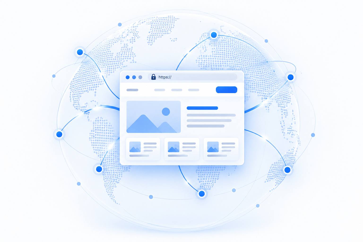 A secure website over a globe of connected network points